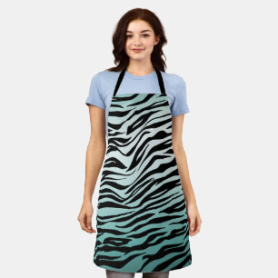 Delantal Estampado cebra negro ombre menta femenino