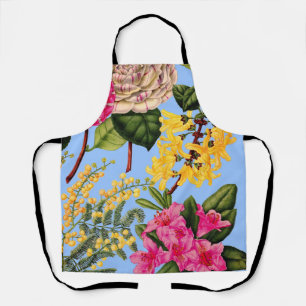 Delantal estampado de camellia, forsythia, rododendros y ac