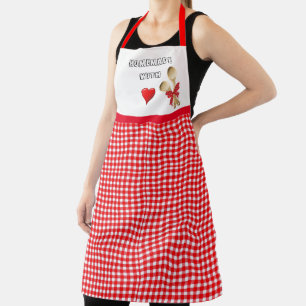 Delantal Estampado de cuadros gingham rojos y blancos por t