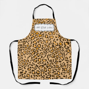 Delantal Estampado de leopardo natural clásico con nombre p