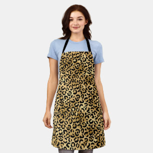 Delantal Estampado de leopardo negro y dorado Estampado de