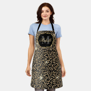 Delantal Estampado de manchas de leopardo brillo negro y do