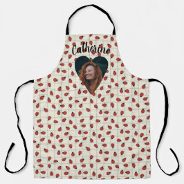 Delantal Estampado de mariquita Foto y nombre personalizado