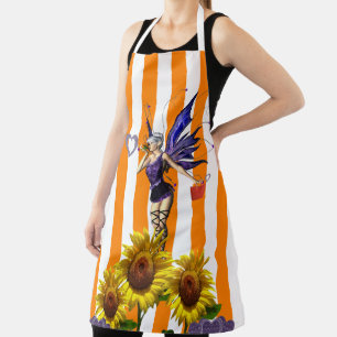 Delantal Estampado Naranja Rayas Girasol Hada