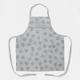 Delantal Estampado Personalizado de Huella de Perro Gris Fr