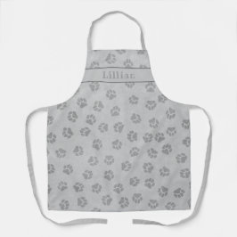 Delantal Estampado Personalizado de Huella de Perro Gris Fr