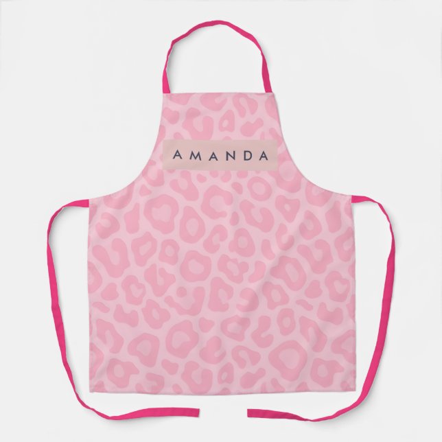 Delantal Estampado Personalizado de Leopardo Rosa Suave (Anverso)