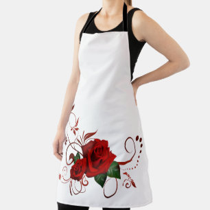 Delantal Estampado Rosa Roja Floral