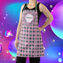 Delantal estampado todo con polvo rosa patrón.