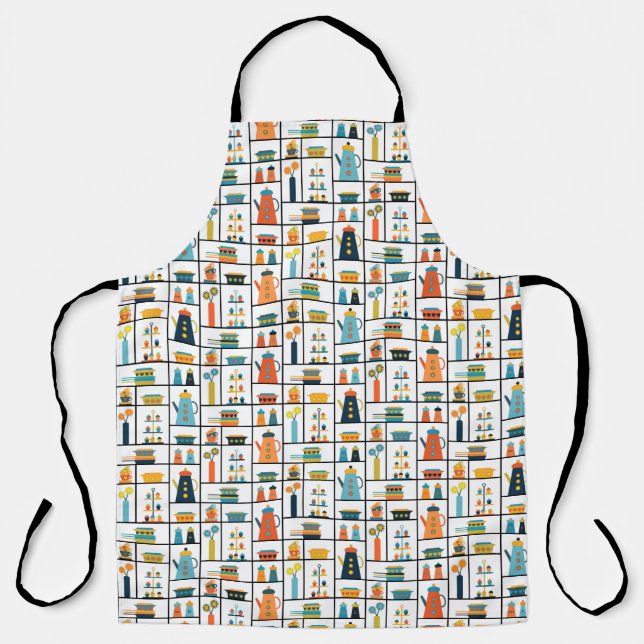 Delantal Estantes De Cocina Modernas De Estilo Retro De Med (Anverso)