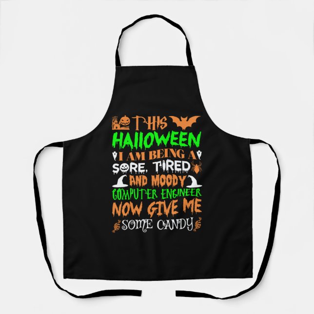 Delantal Este Halloween Cansado Ingeniero Informático Moody (Anverso)
