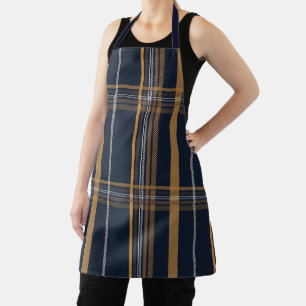 Delantal Estética de cuadros clásicos de camello y navy