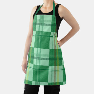Delantal Estética de cuadros vibrantes de menta y amarillo