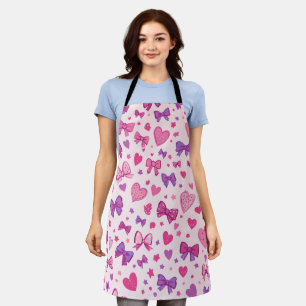 Delantal Estilo Coquette Rosa Morado Lazo y Corazón Patrón
