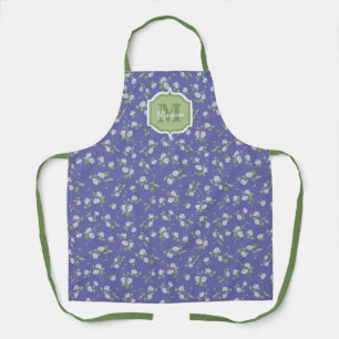 Delantal Estilo Cottage Periwinkle Daisies Florales Monogra