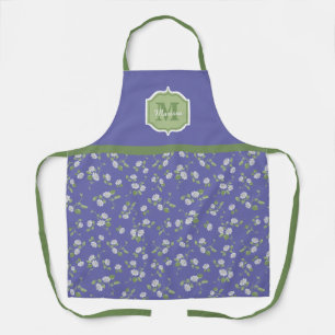 Delantal Estilo Cottage Periwinkle Daisies Florales Monogra