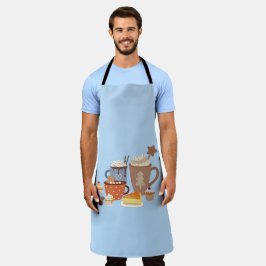 Delantal estilo de café azul de navidad