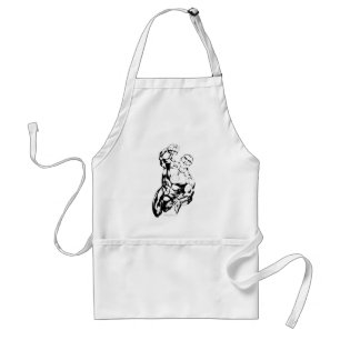 Delantal Estilo de cómic - Volando hacia arriba, negro y bl