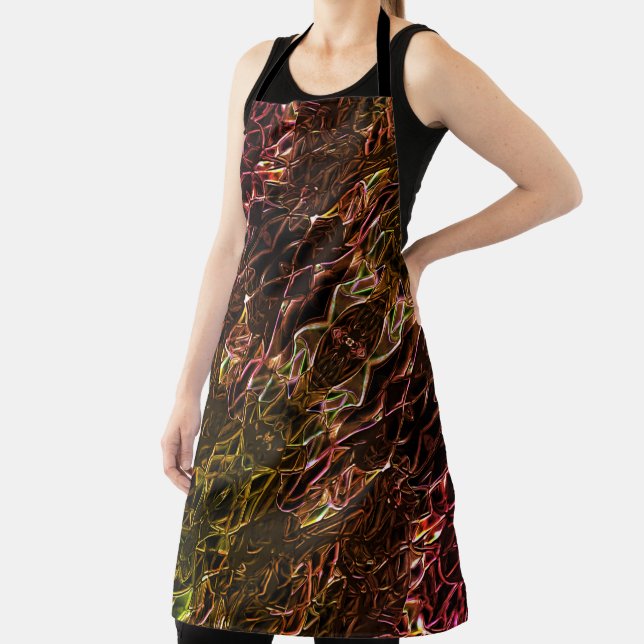 Delantal Estilo de espejado de neón marrón claro con líneas (in situ)