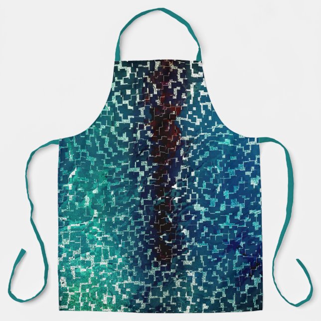 Delantal Estilo de mosaico azul neón sobre el cristal de ma (Anverso)