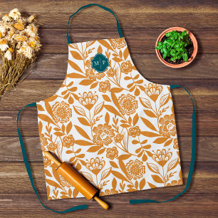 Delantal Estilo de país monograma negrita Floral Patrón ama