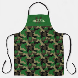 Delantal Estilo de parrilla con monograma de camuflaje verd