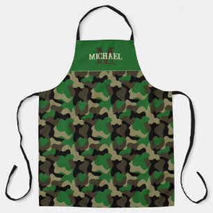 Delantal Estilo de parrilla con monograma de camuflaje verd