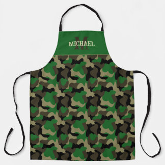 Delantal Estilo de parrilla con monograma de camuflaje verd