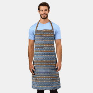 Delantal Estilo del suroeste azul y bronceado patrón geomét