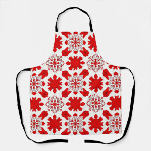 Delantal 🌸 Estilo Hogareño Acogedor Copo de Nieve Rojo Bla