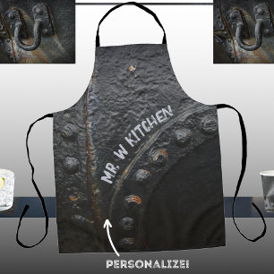 Delantal Estilo industrial metalizado negro