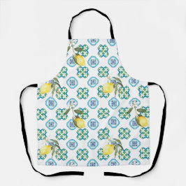 Delantal Estilo italiano,azulejos,majolica,limón ,Impresión