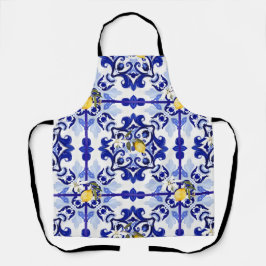 Delantal Estilo italiano,azulejos,majolica,limón ,Impresión