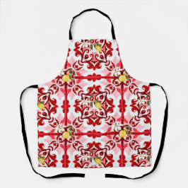Delantal Estilo italiano,azulejos,majolica,limón ,Impresión