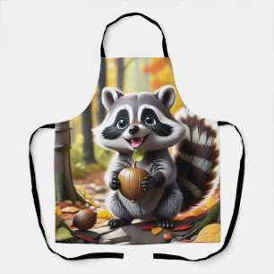Delantal Estilo kawaii lindo Raccoon ambiente otoño