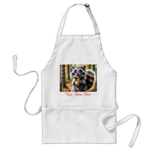 Delantal Estilo kawaii lindo Raccoon ambiente otoño