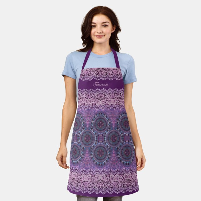 Delantal Estilo morado de boho (Gastado)