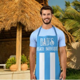 Delantal Estilo popular azul y blanco de franja ancha