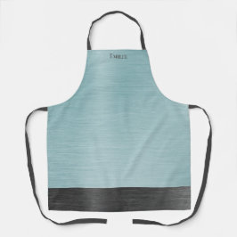 Delantal Estiloso Salón de Belleza Metalizado Azul Teal con