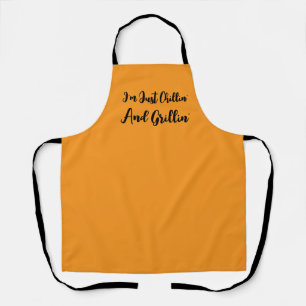 Delantal Estoy relajándome y asando a la parrilla naranja