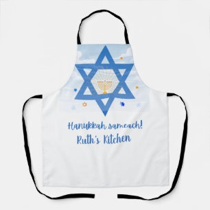 Delantal Estrella de David, Menorah Hanukkah Sameach
