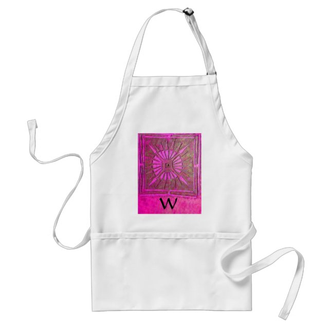 Delantal ESTRELLA DE MAÑANA rosa, negro de fucsia, monogram (Frente)