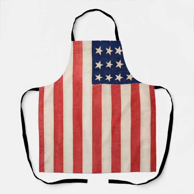 Delantal Estrellas antiguas y banderas americanas (Anverso)
