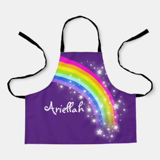 Delantal Estrellas arcoiris púrpura rosa nombre de arte