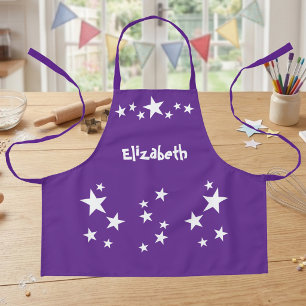 Delantal Estrellas blancas moradas para agregar nombre de n