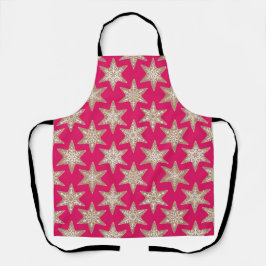 Delantal Estrellas de pan de jengibre Navidad (Rojo Festivo