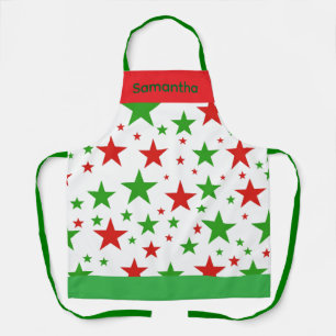 Delantal Estrellas rojas y verdes adoran a los Navidades