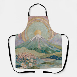 Delantal Ethereal Bloom: Pastel Mosaic Volcano in Spring