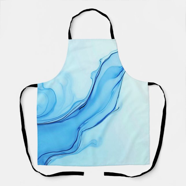 Delantal Ethereal Blue Liquid Art Swirls (Anverso)