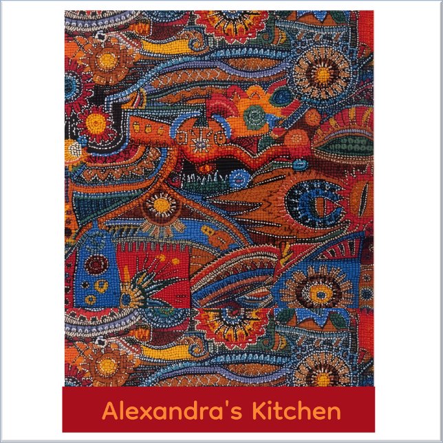 Delantal Ethnic Boho Colorful Pattern Red Blue & Gold (Subido por el creador)
